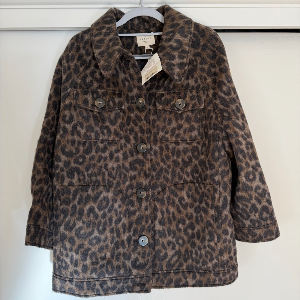 LAST CHANCE Sezane Alda Coat Brown Leopard size 4!